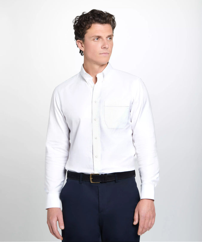White Tailored Fit Smart Casual Button Down Weekend Oxford Shirt