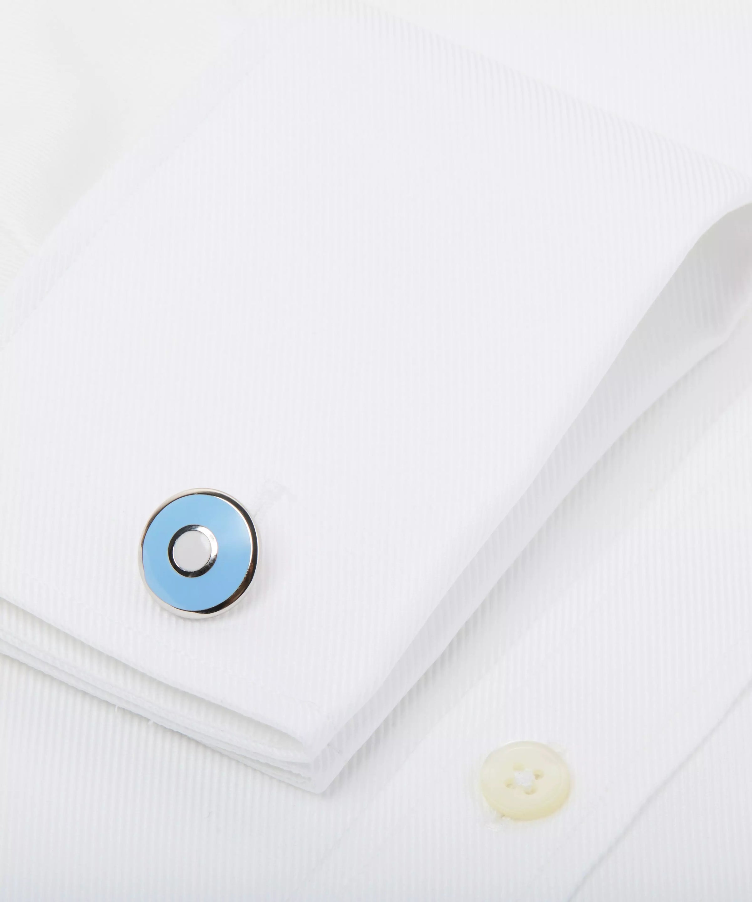 Sky Blue Silver Finish Enamel Target Cufflinks