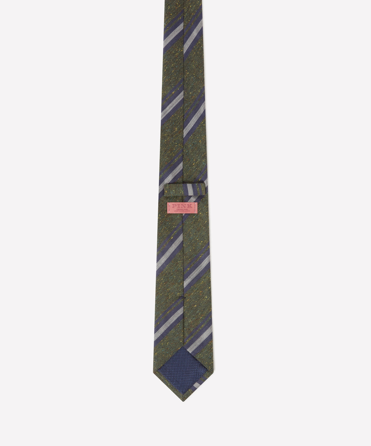 Green & Navy Slub Contrast Stripe Silk Tie