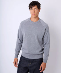 Grey Knitted Crew Neck Sweatshirt