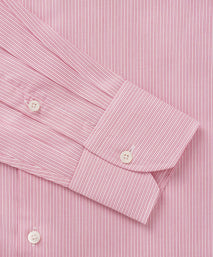 Pink & White Slim Fit Poplin Needle Stripe Formal Shirt