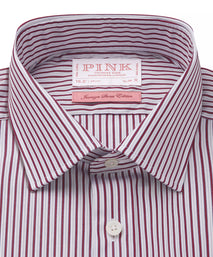 Purple & White Slim Fit Piumino Multi Stripe Formal Shirt