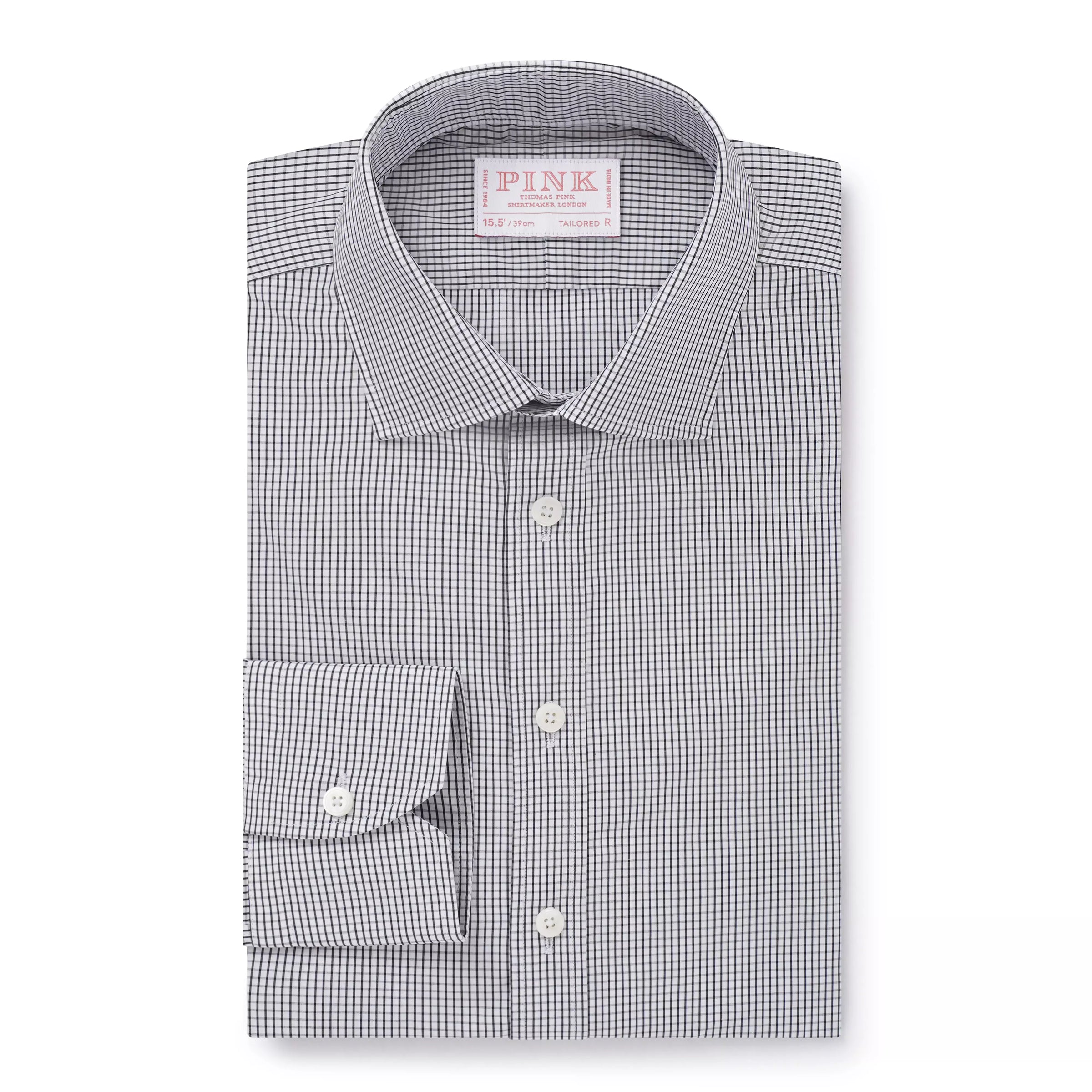 Black & White Tailored Fit Mini Graph Check Formal Shirt