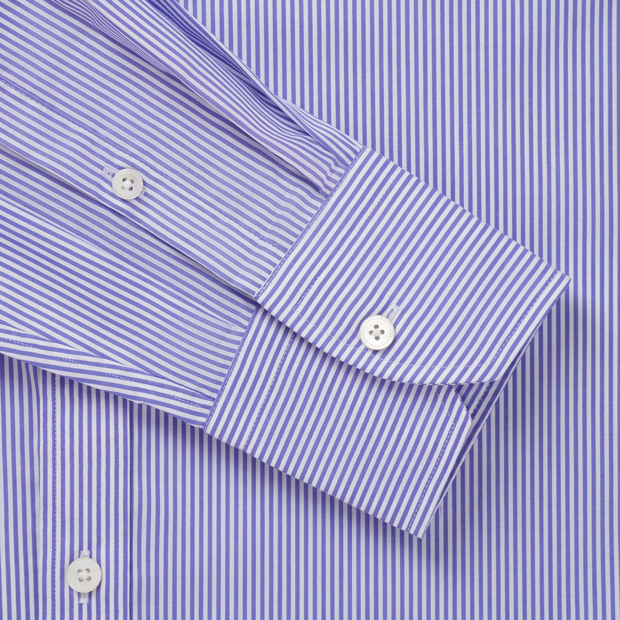 Blue & Navy Slim Fit Bengal Twill Stripe Formal Shirt