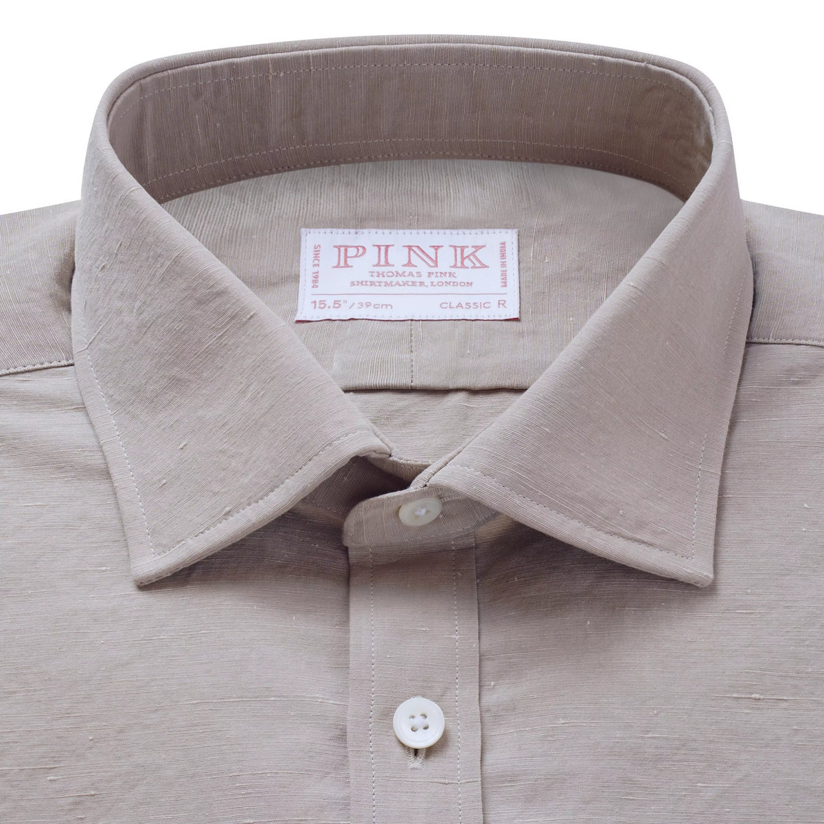 Beige Classic Fit Slub Blend Formal Shirt