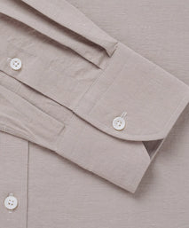 Beige Classic Fit Slub Blend Formal Shirt