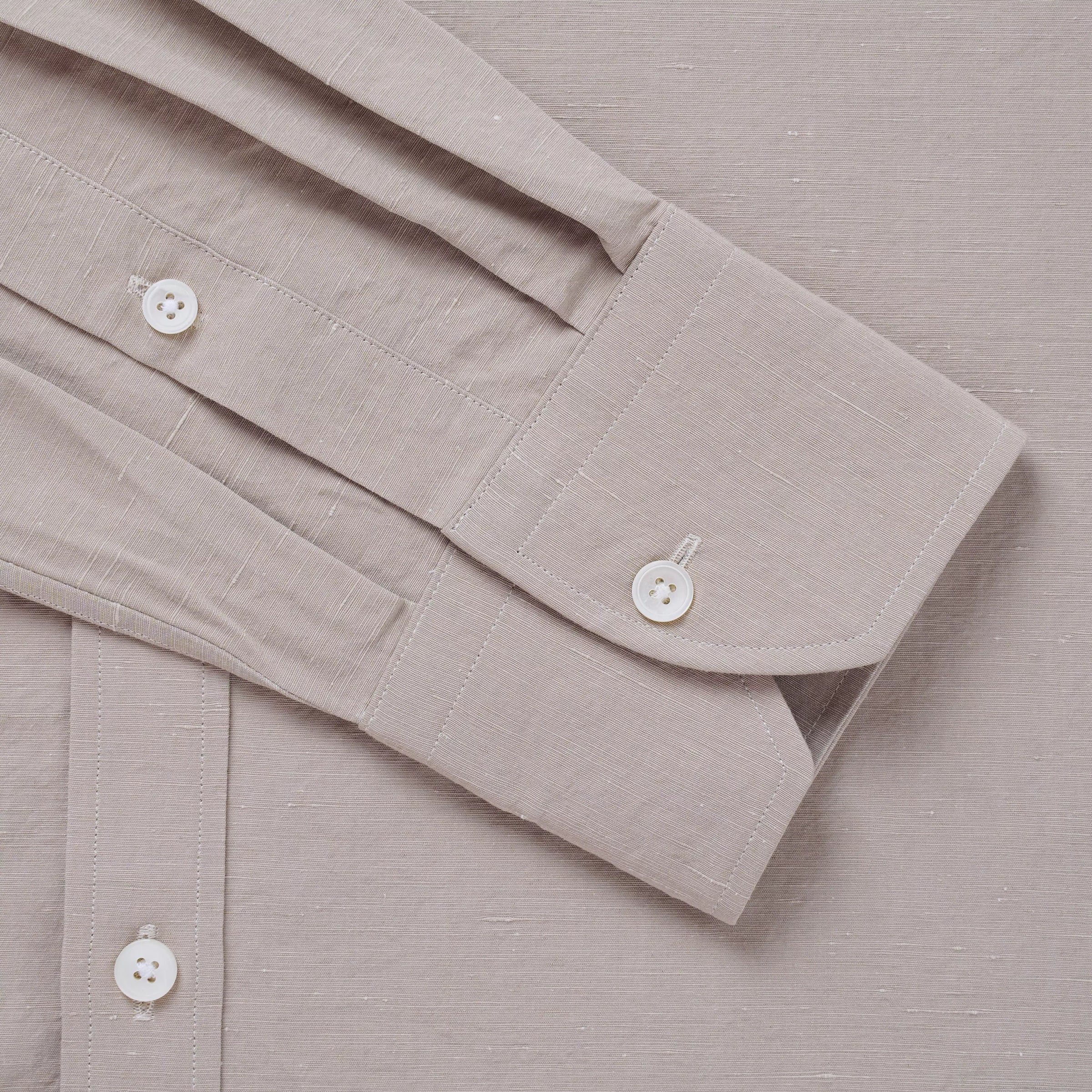Beige Classic Fit Slub Blend Formal Shirt