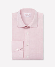 Pale Pink Slim Fit Essential Linen Formal Shirt