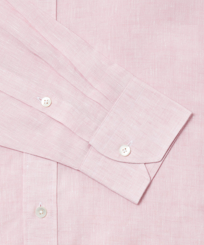 Pale Pink Slim Fit Essential Linen Formal Shirt