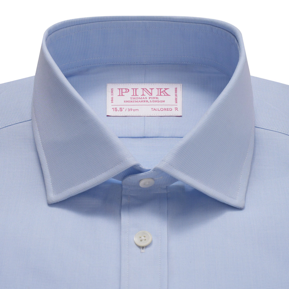 Pale Blue & White Tailored Fit Double Cuff Puppytooth Formal Shirt